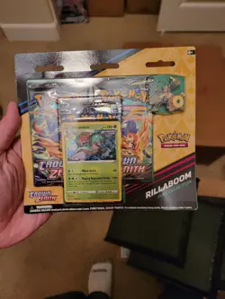 Pokemon Crown Zenith Rillaboom Pin Collection 3 Pack Blister FACTORY SEALED - Image 1