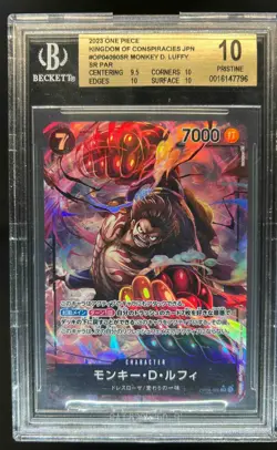 2023 One Piece Monkey.D.Luffy SR Japanese Kingdom Of Conspiracies OP04090 BGS 10 - Image 1