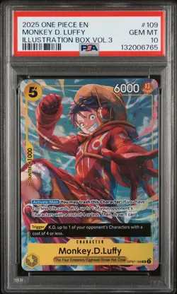 2025 ONE PIECE PROMOS ILLUSTRATION BOX VOL.3 #109 MONKEY D. LUFFY PSA 10 - Image 1