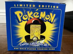 1999 Pokemon Pikachu 23k Gold Plated Trading Card Burger King Blue Box SEALED - Image 2