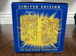 1999 Pokemon Pikachu 23k Gold Plated Trading Card Burger King Blue Box SEALED - Image 3