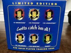 1999 Pokemon Pikachu 23k Gold Plated Trading Card Burger King Blue Box SEALED - Image 4