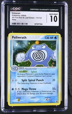 CGC 10 GEM MINT Poliwrath 2004 EX Fire Red & Leaf Green 11/112 Holo Pokemon Card - Image 1