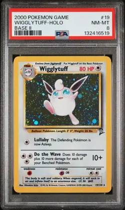 2000 POKEMON BASE SET 2 #19 WIGGLYTUFF-HOLO PSA 8 - Image 1