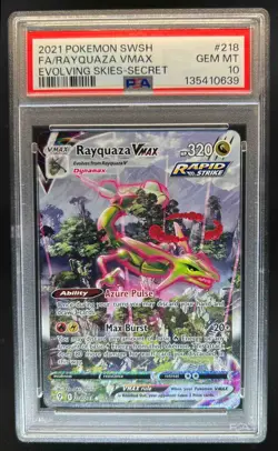 2021 Pokemon SWSH Evolving Skies Rayquaza VMAX #218/203 PSA 10 - Image 1