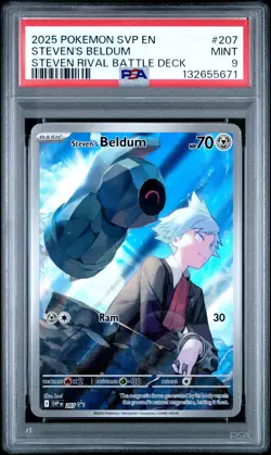 2025 POKEMON SVP EN-SV BATTLE DECK PROMO #207 STEVEN'S BELDUM PSA 9 - Image 1