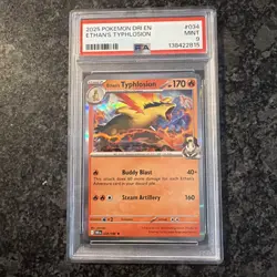 2025 Pokemon Destined Rivals Reverse Holo 034/182 Ethans Typhlosion PSA 9 Pop 10 - Image 1