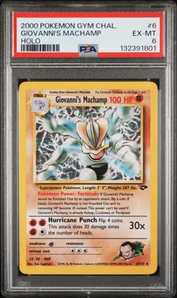 2000 POKEMON GYM CHALLENGE HOLO #6 GIOVANNI'S MACHAMP PSA 6 - Image 1