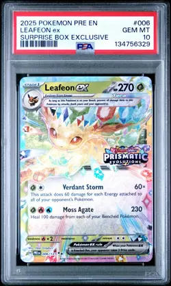 2025 POKEMON PRE SURPRISE BOX EXCLUSIVE #006 LEAFEON EX PSA 10 - Image 1