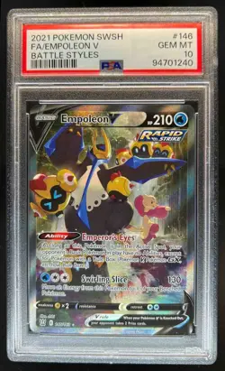 2021 Pokemon SWSH Battle Styles Empoleon V #146/163 PSA 10 - Image 1