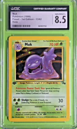 CGC 8.5 MN/MINT+ 1999 Pokemon ~ Muk ~ Fossil - 1st Edition - Holo - 13/62 - Image 1