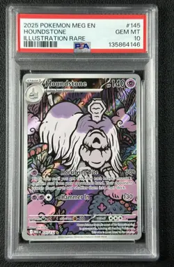 HOUNDSTONE PSA 10 2025 POKEMON MEGA EVOLUTION #145/132 ILLUSTRATION RARE 4146 - Image 1
