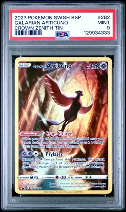 2023 POKEMON SWSH BLACK STAR PROMO CROWN ZENITH TIN #282 GALARIAN ARTICUNO PSA 9 - Image 1