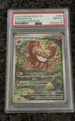 2025 POKEMON BLK EN-BLACK BOLT ILLUSTRATION RARE #098 DARMANITAN PSA 8 MINT - Image 1