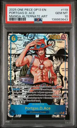 2025 ONE PIECE MANGA ALT ART OP13-119 CARRYING ON HIS WILL PORTGAS D. ACE PSA 10 - Image 1