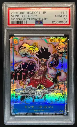2025 One Piece Japanese Monkey.D.Luffy Manga Alternate Art #OP11-118 PSA 10 - Image 1