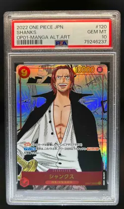 2022 One Piece Romance Dawn JP Shanks Alternate Art #OP01-120 PSA 10 - Image 1