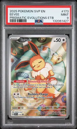 2025 POKEMON SVP PRISMATIC EVOLUTIONS ETB PROMO #173 EEVEE PSA 9 MINT - Image 1