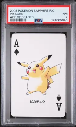 2003 POKEMON SAPPHIRE VERSION PLAYING CARDS ACE OF SPADES PIKACHU PSA 7 - Image 1