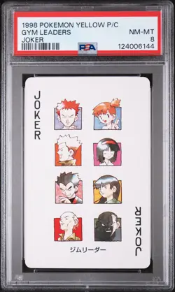 1998 POKEMON YELLOW VERSION PLAYING CARDS JOKER GYM LEADERS PSA 8 - Image 1