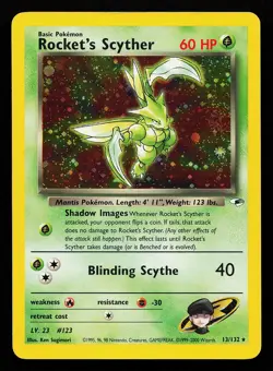Rocket's Scyther 13/132 Holo Rare Gym Heroes Pokemon Card - Image 1
