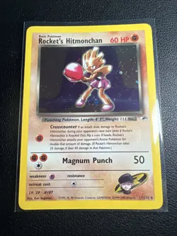 Rocket’s Hitmonchan 11/132 Gym Heroes Holo Vintage Pokemon Card - Image 1