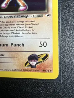 Rocket’s Hitmonchan 11/132 Gym Heroes Holo Vintage Pokemon Card - Image 5