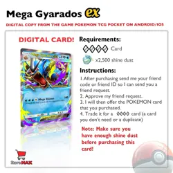 Mega Gyarados EX Pokemon Pocket TCG Digital Card Instant Delivery - Image 2