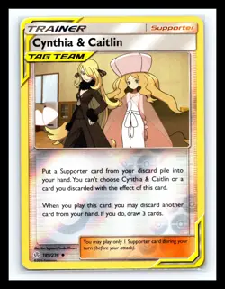 💥 Cynthia & Caitlin Reverse Holo 189/236 Cosmic Eclipse | Pokemon TCG Trainer - Image 1