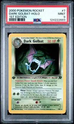2000 POKEMON ROCKET 1ST EDITION #7 DARK GOLBAT-HOLO PSA 9 - Image 1
