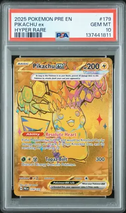 2025 POKEMON PRE EN-PRISMATIC EVOLUTIONS HYPER RARE #179 PIKACHU EX PSA 10 - Image 1
