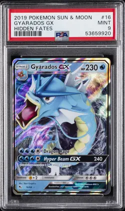 2019 POKEMON SUN & MOON HIDDEN FATES #16 GYARADOS GX PSA 9 - Image 1
