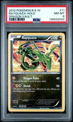 2012 POKEMON B&W DRAGON VAULT #11 RAYQUAZA-HOLO PSA 8 - Image 1