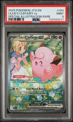2025 POKEMON JTG SPECIAL ILLUSTRATION RARE #184 LILLIE'S CLEFAIRY EX PSA 9 - Image 1