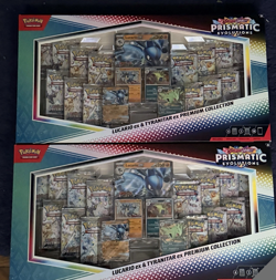 Pokemon TCG Prismatic Evolutions Lucario Ex + Tyranitar Ex Premium Collection - Image 1