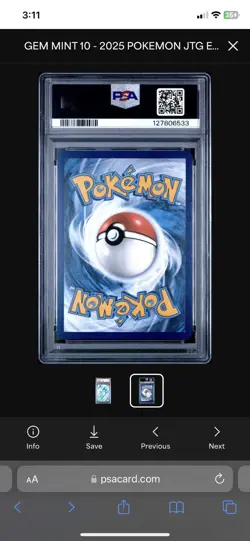 PSA 10 Articuno IR 161/159 2025 Journey Together Pokemon Mint! - Image 2