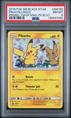 2019 POKEMON SM BLACK STAR PROMO TEAM UP SINGLE PACK BLISTERS PIKACHU-HOLO PSA 8 - Image 1