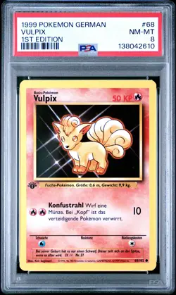 1999 POKEMON GERMAN 1ST EDITION #68 VULPIX PSA 8 - Image 1