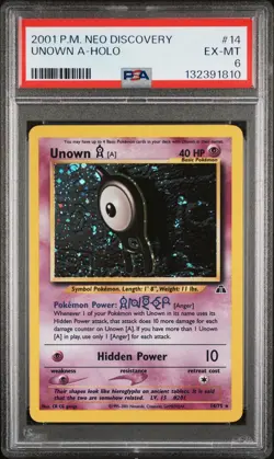 2001 POKEMON NEO DISCOVERY #14 UNOWN A-HOLO PSA 6 - Image 1