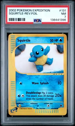 2002 POKEMON EXPEDITION #131 SQUIRTLE-REVERSE FOIL PSA 7 - Image 1
