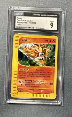 CGC Mint 9 Pokemon Aquapolis Entei Holo Rare H11 - Image 1