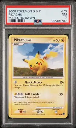 2008 POKEMON DIAMOND & PEARL MAJESTIC DAWN #70 PIKACHU PSA 7 - Image 1