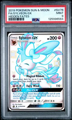 2019 POKEMON SUN & MOON HIDDEN FATES #SV76 FULL ART/SYLVEON GX PSA 9 - Image 1