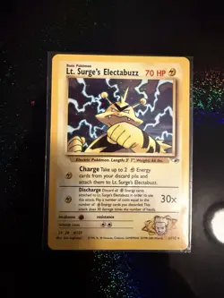 Pokemon TCG Lt. Surge's Electabuzz Holo Rare Gym Heroes 6/132 Lightly Played - Image 1
