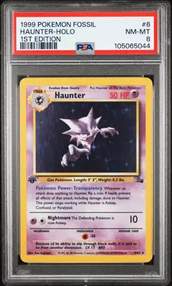 Haunter Holo 1st Edition PSA 8 1999 Pokemon Fossil #6 - Image 1