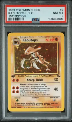 Kabutops Holo 1st Edition PSA 8 1999 Pokemon Fossil #9 - Image 1