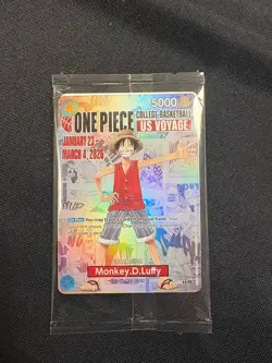 One Piece Monkey D. Luffy US Voyage College Basketball Promo Card Rutgers SEALED - Image 1