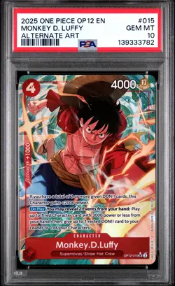 2025 ONE PIECE OP12-LEGACY OF THE MASTER ALTERNATE ART MONKEY D. LUFFY PSA 10 - Image 1