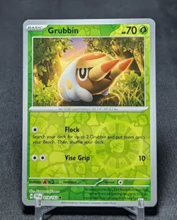 Grubbin Common Reverse Holo Grass Temporal Forces Pokemon TCG Card 018/162 - Image 1