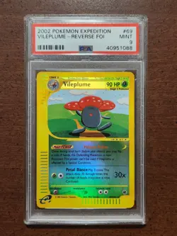 🔥🔥PSA 9 Vileplume Reverse Holo Rare Pokemon Card Expedition 69/165 Mint🔥🔥 - Image 1